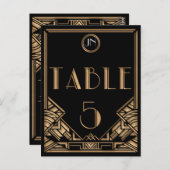 Carte Postale Style Gatsby Art déco d'or noir Tableau Numéro 5 (Devant / Derrière)