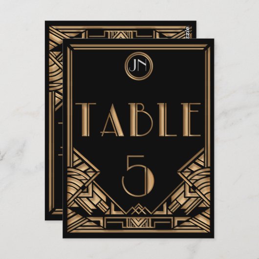 Carte Postale Style Gatsby Art déco d'or noir Tableau Numéro 5 (Devant / Derrière)