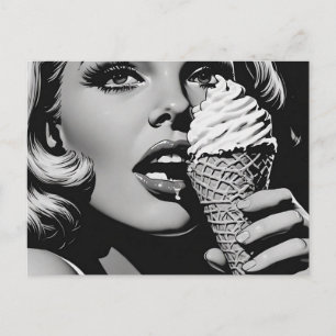 Carte Postale Style graphique BW des années 50 Glace Blonde