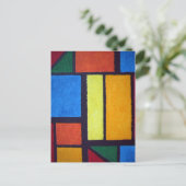 Carte Postale Style Mondrian Orange Green Blue Fuzzy Abstrait (Debout devant)
