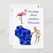 Carte postale Style rétro Madison Wisconsin State (Devant / Derrière)