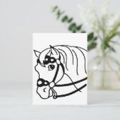 Carte Postale Style rétro minimal Cheval Head Art animal (Debout devant)