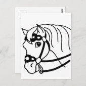 Carte Postale Style rétro minimal Cheval Head Art animal (Devant / Derrière)