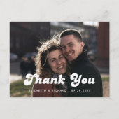 Carte Postale Style Retro noir blanc Mariage photo Merci (Devant)