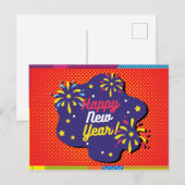 Carte Postale Style Rétro Pop Art Bonne année (Devant / Derrière)