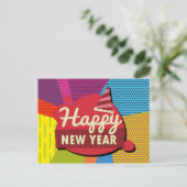 Carte Postale Style Rétro Pop Art Bonne année (Debout devant)