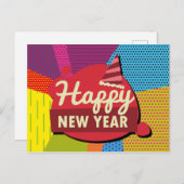 Carte Postale Style Rétro Pop Art Bonne année (Devant / Derrière)