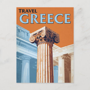 Carte Postale Style Rétro Vintage Voyage Grèce Colonne Grecque