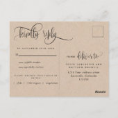 Carte Postale Style rustique Kraft, Script moderne, RSVP (Dos)