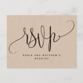 Carte Postale Style rustique Kraft, Script moderne, RSVP (Devant)