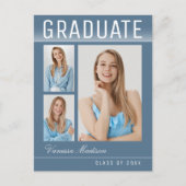 Carte Postale Style tendance moderne 3 Photo Blue Graduation (Devant)