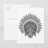 Carte Postale Style Tigre Tigré Dessiné À La Main (Devant / Derrière)