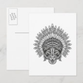 Carte Postale Style Tigre Tigré Dessiné À La Main (Devant / Derrière)