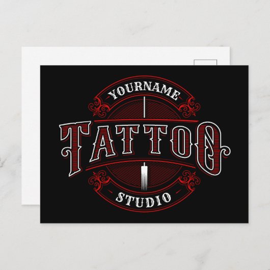 Carte Postale Style traditionnel AJOUTER LE NOM Tattoo Studio Sh (Devant / Derrière)