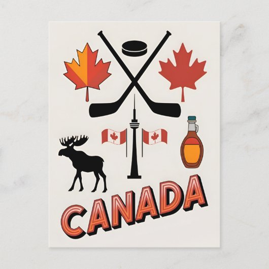 Carte Postale Style vectoriel des icônes nationales du Canada Vi (Devant)