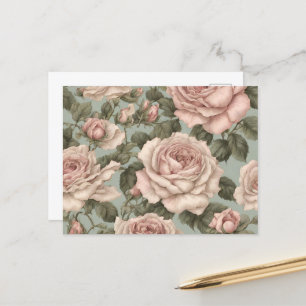 Carte Postale Style victorien Campagne Jardin Rose Imprimer cart