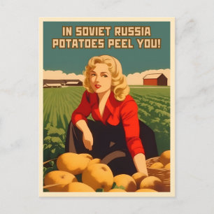 Carte Postale Style Vintage Drôle Soviétique URSS Humour Patate