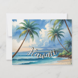 Carte Postale Style vintage Hawaii Travel Coast Blue Sea