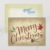 Carte Postale Style vintage Joyeux Noël (Devant / Derrière)