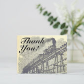 Carte Postale Style vintage "Merci", Train Locomotive (Debout devant)