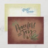 Carte Postale Style vintage Peace Love & Joy Holiday (Devant / Derrière)