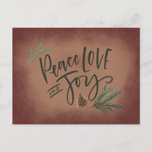 Carte Postale Style vintage Peace Love & Joy Holiday (Devant)