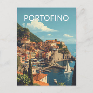 Carte Postale Style Vintage Portofino Gênes Italie