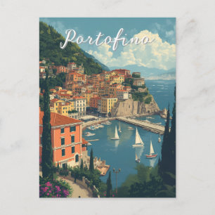 Carte Postale Style Vintage Portofino Gênes Italie