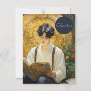 Carte Postale Style Vintage romantique Art de la lecture de garç
