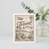 Carte Postale Style Vintage "Voyagez Plus" (Debout devant)