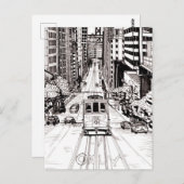 Carte Postale Stylet et dessin d'encre de San Francisco (Devant / Derrière)