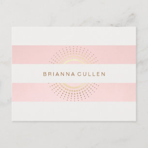 Carte Postale Stylish and Elegant Striped Pink and Gold Circles