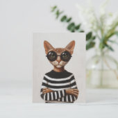 Carte Postale Stylish Cat With Round Glasses (Debout devant)