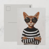 Carte Postale Stylish Cat With Round Glasses (Devant / Derrière)