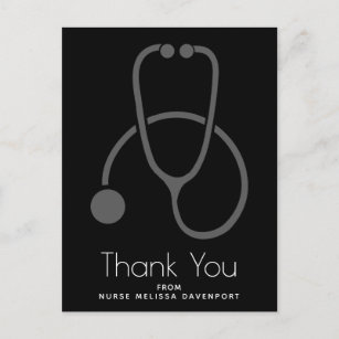 Carte Postale Stylish Grey Stethoscope Illustration Merci