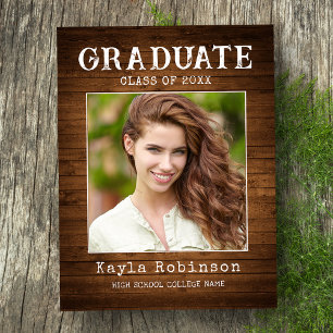 Carte Postale Stylish Rustic Country Bois Plank Photo Graduation