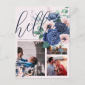 Carte Postale Stylish Script Bonjour Nouvelle Année Floral 3 Pho (Devant)