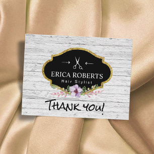 Carte Postale Styliste de cheveux Vintage Floral Rustique Merci