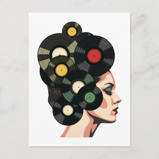 Carte Postale Stylized Retro Vinyl Record Poster Art (Devant)