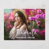 Carte Postale Stylo à encre de calligraphie Faire-part de gradua (Devant)