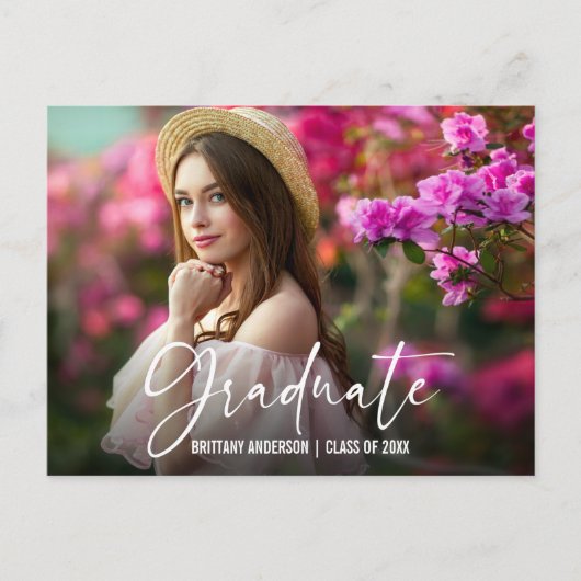 Carte Postale Stylo à encre de calligraphie Faire-part de gradua (Devant)