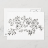 Carte Postale Stylo noir blanc Asters et fleurs d'encre (Devant / Derrière)