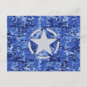 Carte Postale Stylo Star Retro Camouflage bleu marine (Devant)
