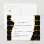 Carte Postale Sublime Black Gold Fleur De Lys Mariage (Devant / Derrière)