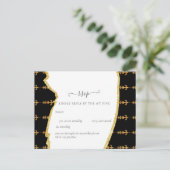 Carte Postale Sublime Black Gold Fleur De Lys Mariage (Debout devant)