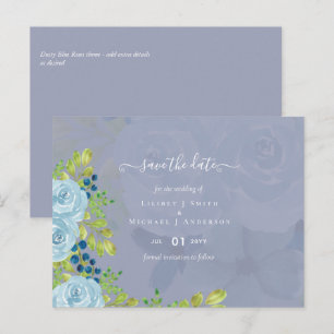 Carte Postale Sublime DUSTY BLUE Florale Mariage Suite