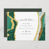 Carte Postale Sublime Emerald Green Gold Mariage (Devant / Derrière)