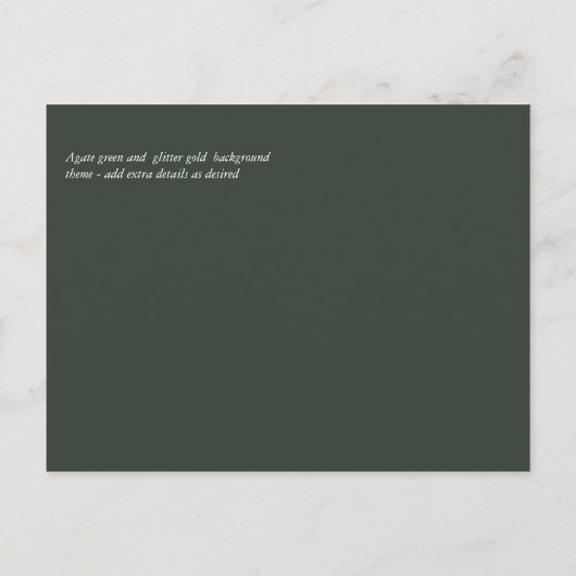 Carte Postale Sublime Emerald Green Gold Mariage (Dos)