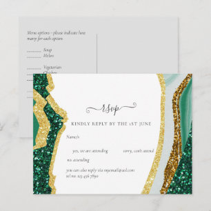 Carte Postale Sublime Emerald Green Gold Mariage