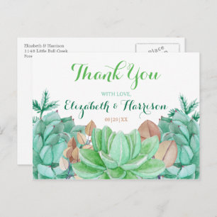 Carte Postale Succulent Bouquet Botanique Floral Mariage Merci
